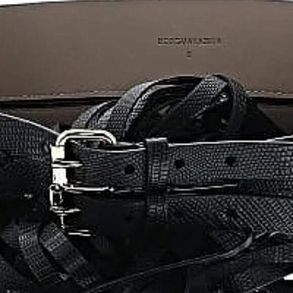 ๐ฅCHIC & SEXY๐ฅ Black Snake Embossed Leather Fringe Skirt Contour Waist Belt - Picture 9 of 15
